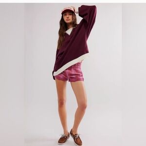 We The Free by Free People Colorblock Crewneck Sweatshirt in Snow Wine Combo
